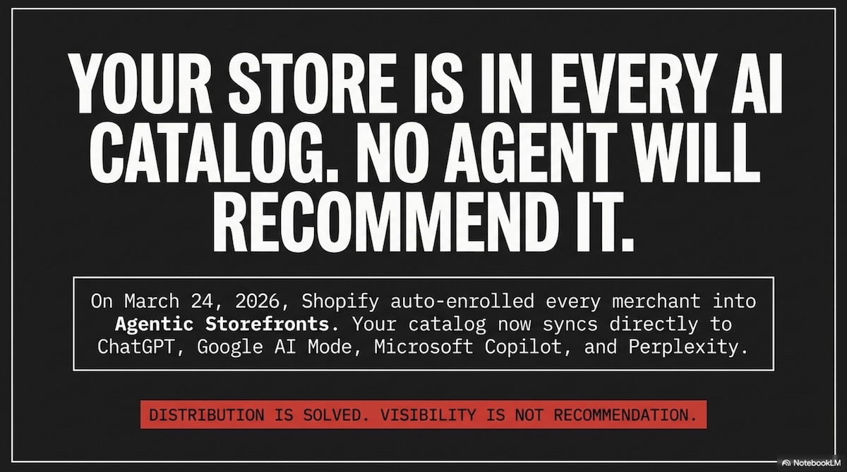 Your Store Is in Every AI Catalog. No Agent Will Recommend It.